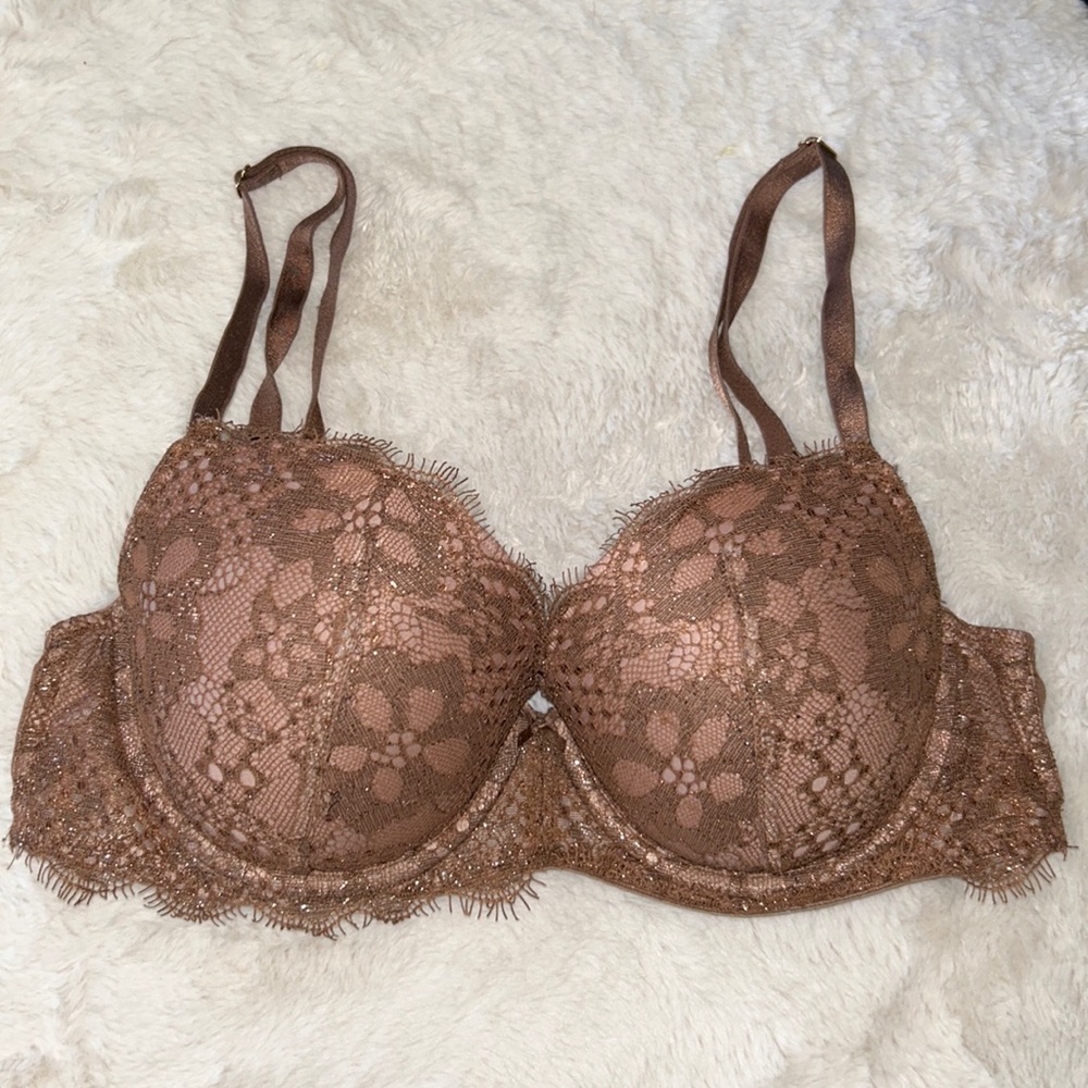 32D Victoria’s Secret Dream Angels Lined Demi brown shine bra